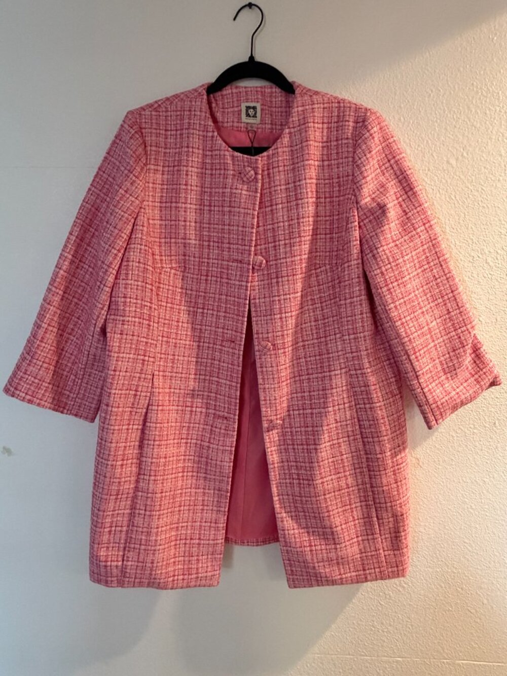 NWT Anne Klein Pink Tweed Peacoat, Size L